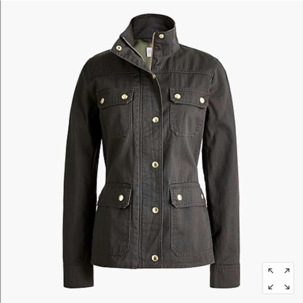 J Crew green relaxed boyfriend field military utility jacket M